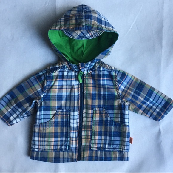 Old Navy Boy Zip-Up Fleece Fur Jacket Plaid Red Black 0-3 3-6 6-12 12-18 Months